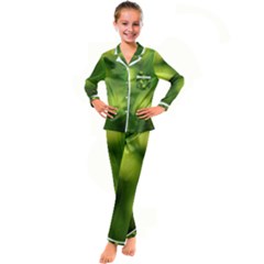 Green Vibrant Abstract No3 Kid s Satin Long Sleeve Pajamas Set by DimitriosArt