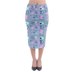 50s Diner Print Blue Midi Pencil Skirt by NerdySparkleGoth