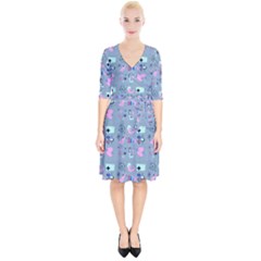 50s Diner Print Blue Wrap Up Cocktail Dress by NerdySparkleGoth