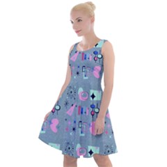 50s Diner Print Blue Knee Length Skater Dress by NerdySparkleGoth