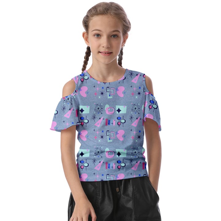 50s Diner Print Blue Kids  Butterfly Cutout Tee