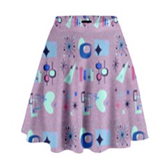 50s Diner Print Pink High Waist Skirt by NerdySparkleGoth