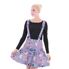 50s Diner Print Pink Suspender Skater Skirt by NerdySparkleGoth