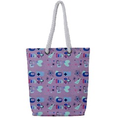 50s Diner Print Pink Full Print Rope Handle Tote (small) by NerdySparkleGoth