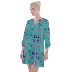 50s Diner Print Mint Green Open Neck Shift Dress by NerdySparkleGoth