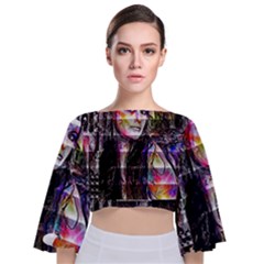 Hungry Eyes Ii Tie Back Butterfly Sleeve Chiffon Top by MRNStudios