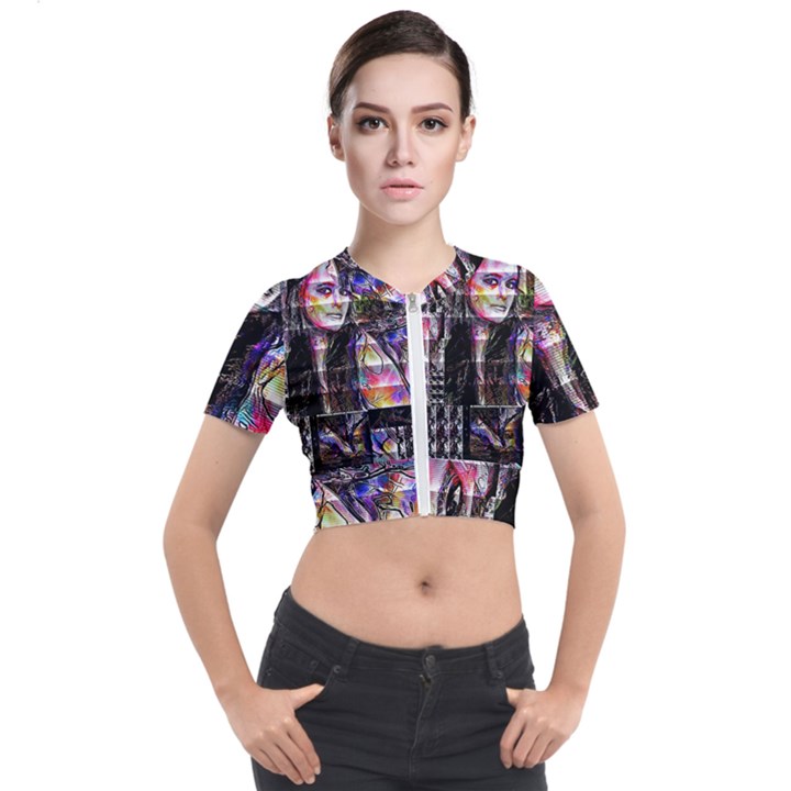 Hungry Eyes Ii Short Sleeve Cropped Jacket