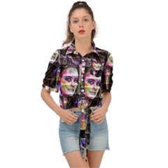 Hungry Eyes Ii Tie Front Shirt  by MRNStudios