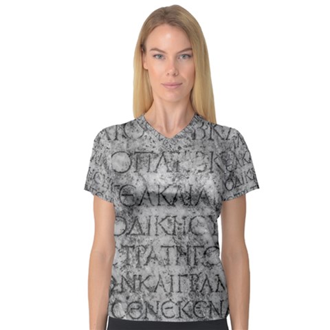 Ancient Greek Typography Photo V-neck Sport Mesh Tee by dflcprintsclothing