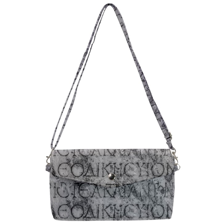 Ancient Greek Typography Photo Removable Strap Clutch Bag