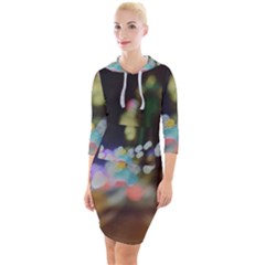 City Lights Series No4 Quarter Sleeve Hood Bodycon Dress by DimitriosArt