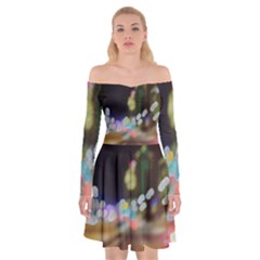 City Lights Series No4 Off Shoulder Skater Dress by DimitriosArt