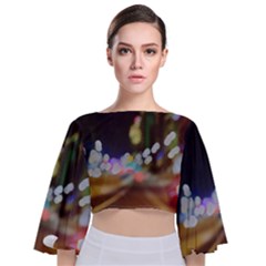 City Lights Series No4 Tie Back Butterfly Sleeve Chiffon Top by DimitriosArt