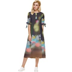 City Lights Series No4 Bow Sleeve Chiffon Midi Dress by DimitriosArt