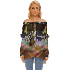 City Lights Series No4 Off Shoulder Chiffon Pocket Shirt by DimitriosArt