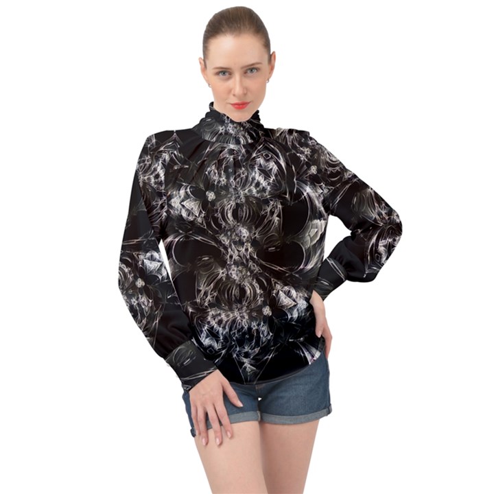 Celestial Diamonds High Neck Long Sleeve Chiffon Top