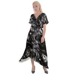 Celestial Diamonds Cross Front Sharkbite Hem Maxi Dress by MRNStudios