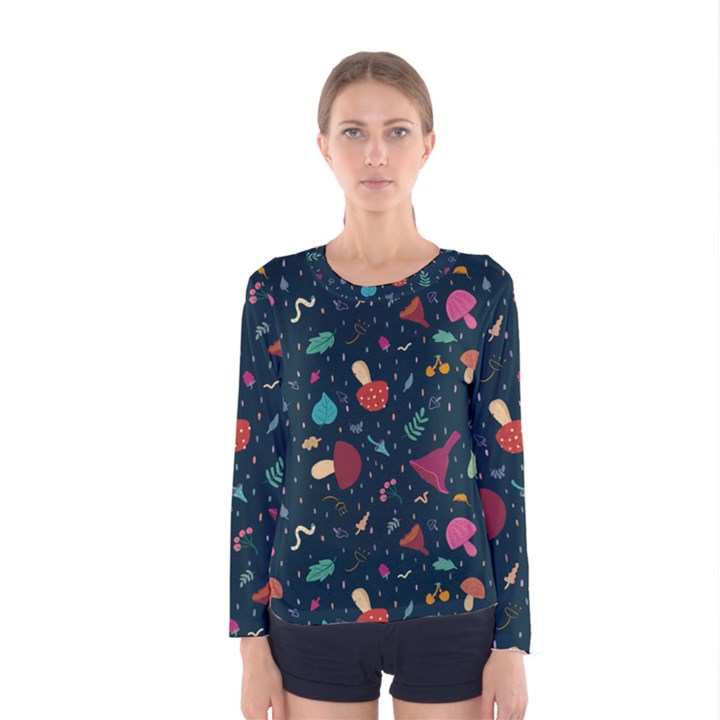 Bright Mushrooms Women s Long Sleeve Tee