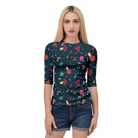 Bright Mushrooms Quarter Sleeve Raglan Tee by SychEva