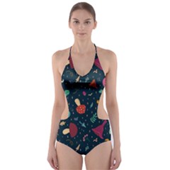 Bright Mushrooms Cut-out One Piece Swimsuit by SychEva