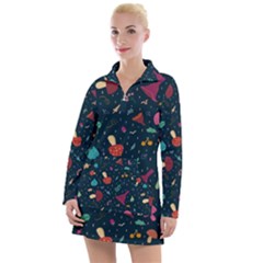 Bright Mushrooms Women s Long Sleeve Casual Dress by SychEva