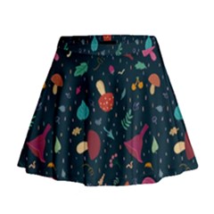 Bright Mushrooms Mini Flare Skirt by SychEva