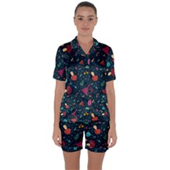 Bright Mushrooms Satin Short Sleeve Pajamas Set by SychEva