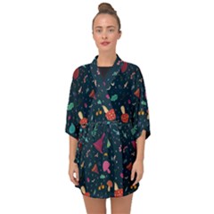 Bright Mushrooms Half Sleeve Chiffon Kimono by SychEva