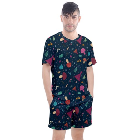 Bright Mushrooms Men s Mesh Tee And Shorts Set by SychEva