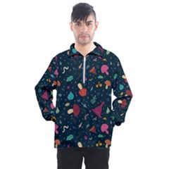 Bright Mushrooms Men s Half Zip Pullover by SychEva