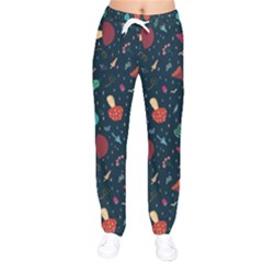 Bright Mushrooms Women Velvet Drawstring Pants by SychEva