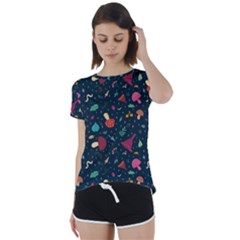 Bright Mushrooms Short Sleeve Foldover Tee by SychEva