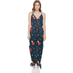 Bright Mushrooms Sleeveless Tie Ankle Jumpsuit by SychEva