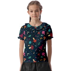 Bright Mushrooms Kids  Frill Chiffon Blouse by SychEva