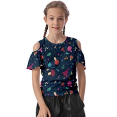 Bright Mushrooms Kids  Butterfly Cutout Tee by SychEva