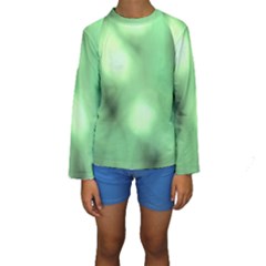 Green Vibrant Abstract No4 Kids  Long Sleeve Swimwear