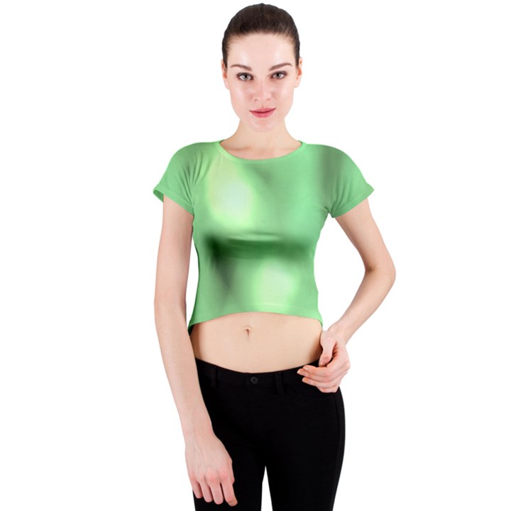 Green Vibrant Abstract No4 Crew Neck Crop Top