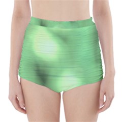 Green Vibrant Abstract No4 High-Waisted Bikini Bottoms