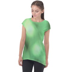 Green Vibrant Abstract No4 Cap Sleeve High Low Top