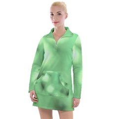 Green Vibrant Abstract No4 Women s Long Sleeve Casual Dress by DimitriosArt