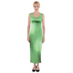 Green Vibrant Abstract No4 Fitted Maxi Dress