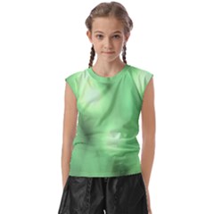 Green Vibrant Abstract No4 Kids  Raglan Cap Sleeve Tee