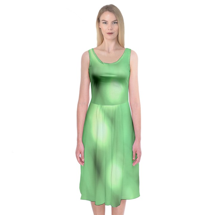 Green Vibrant Abstract No4 Midi Sleeveless Dress