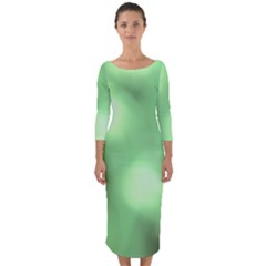 Green Vibrant Abstract No4 Quarter Sleeve Midi Bodycon Dress