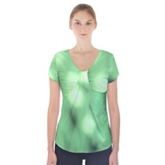 Green Vibrant Abstract No4 Short Sleeve Front Detail Top