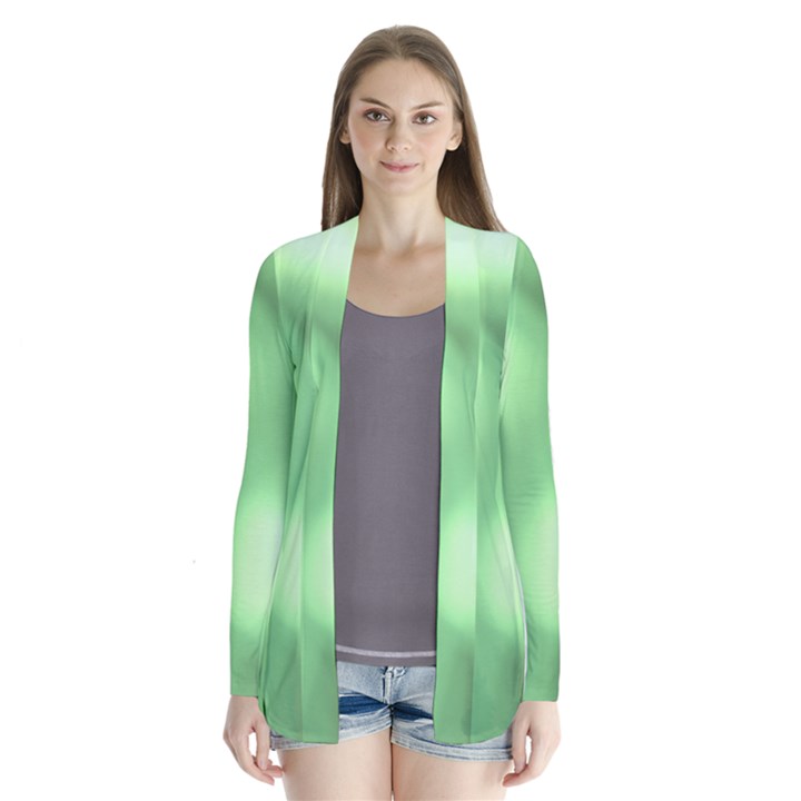 Green Vibrant Abstract No4 Drape Collar Cardigan