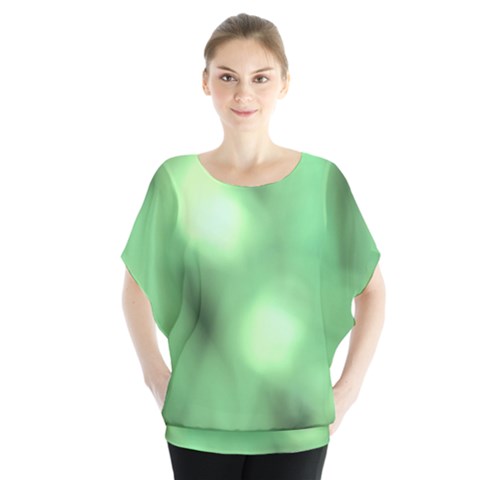 Green Vibrant Abstract No4 Batwing Chiffon Blouse by DimitriosArt