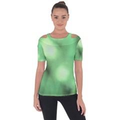 Green Vibrant Abstract No4 Shoulder Cut Out Short Sleeve Top