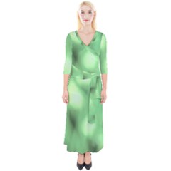 Green Vibrant Abstract No4 Quarter Sleeve Wrap Maxi Dress