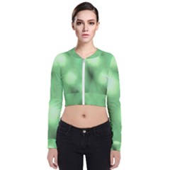 Green Vibrant Abstract No4 Long Sleeve Zip Up Bomber Jacket